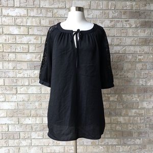 Nicole By Nicole Miller Lace Sleeve Top Blouse L🌸